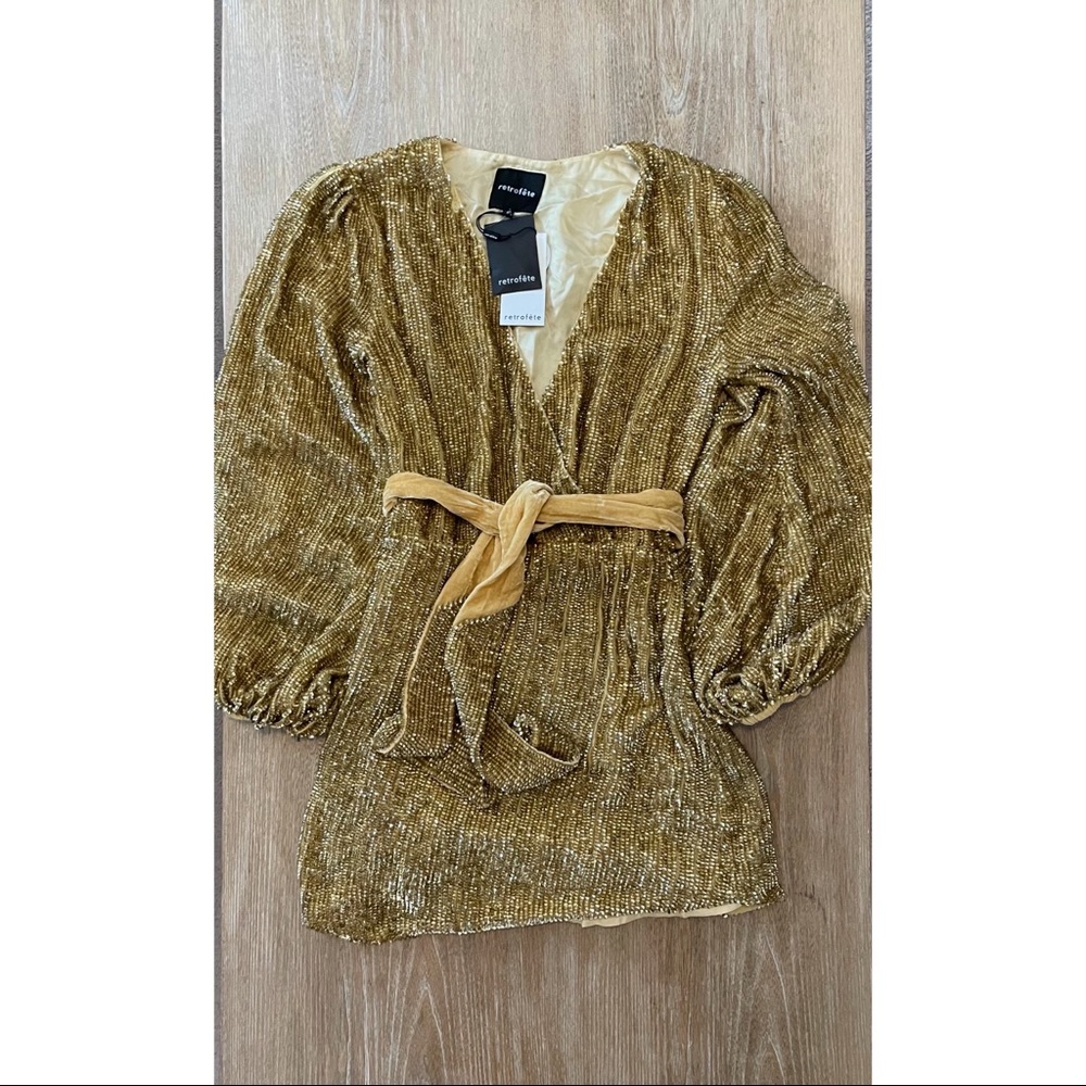NWT Retrofete Gold Sequin Dress